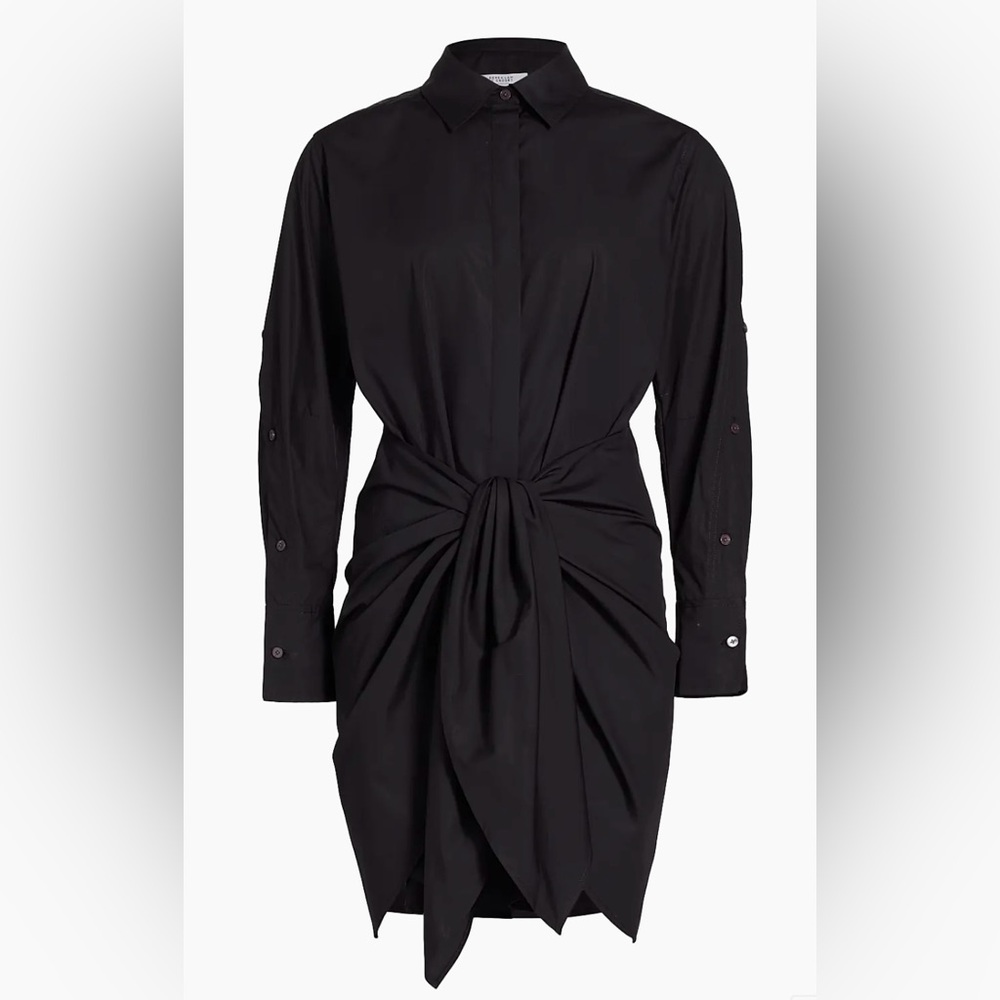 Derek Lam Black Cotton Tie Dress